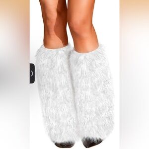 RSLOVE Women’s Furry Leg Warmers - Faux Fur Fluffy Boot Covers with Satin Lining